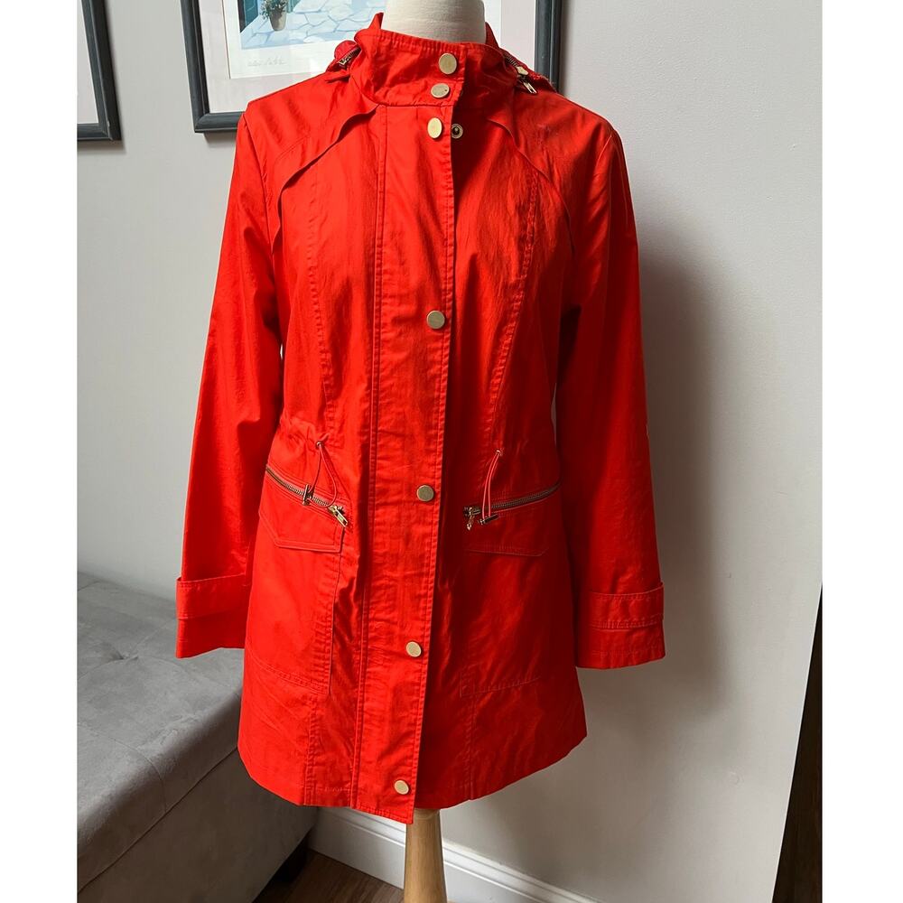 International ConceptsBright Orange 100% Cotton Hooded Raincoat  Size Small